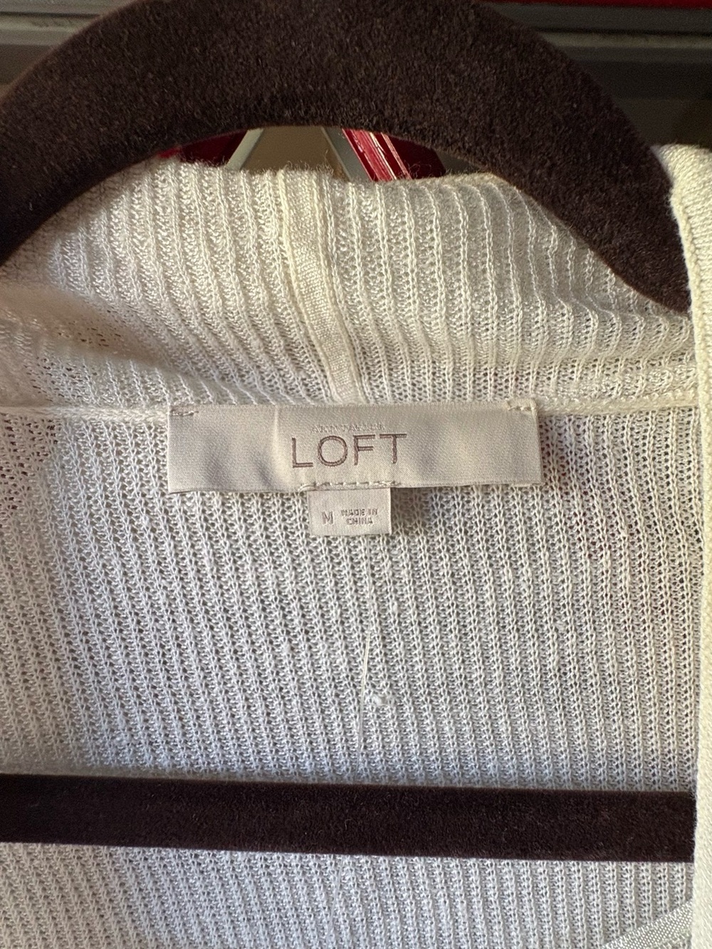 LOFT Ivory Open-Front Draped Ribbed Cardigan - Picture 4 of 4